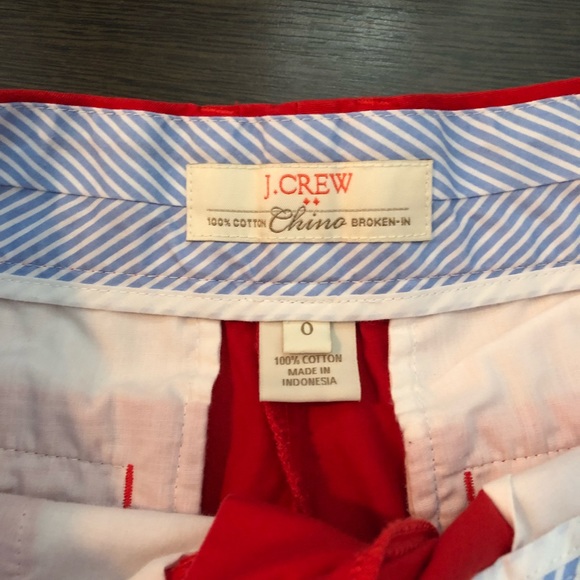 J. Crew red Chino shorts size 0 4" inseam - Picture 2 of 2